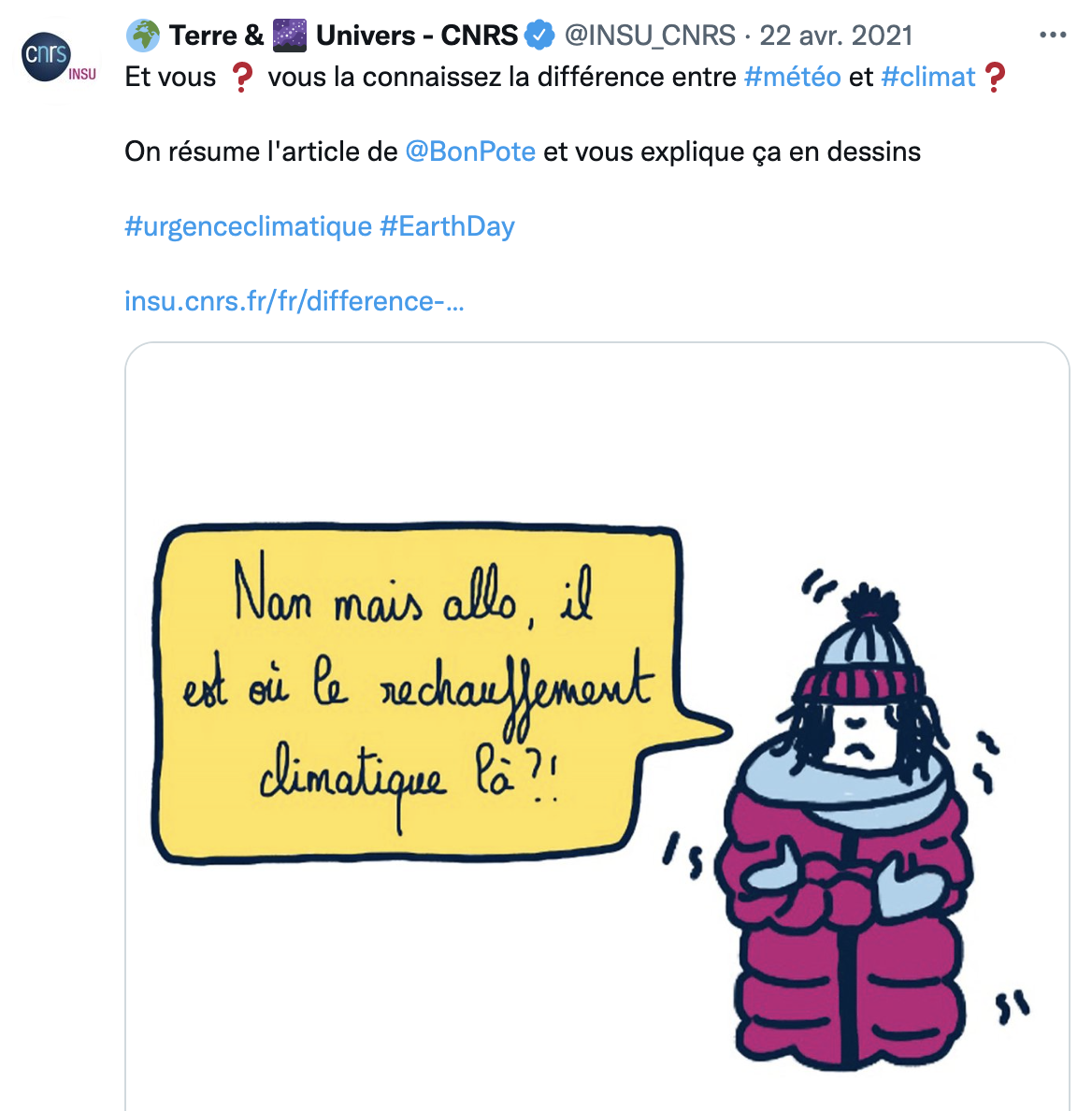 Capture d'écran d'un tweet