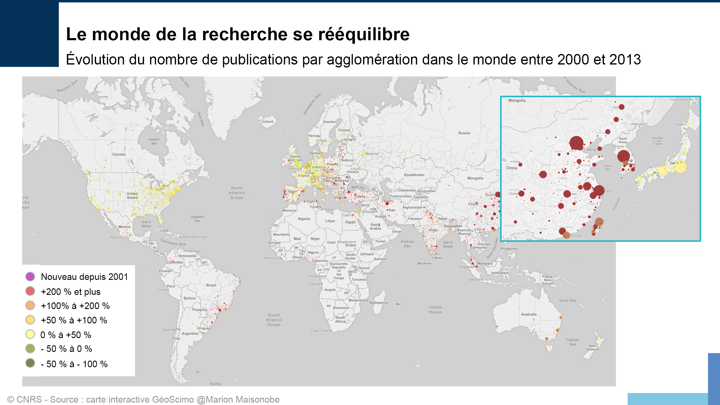 Exemple d'utilisation de NETSCITY : carte des villes les plus publiantes