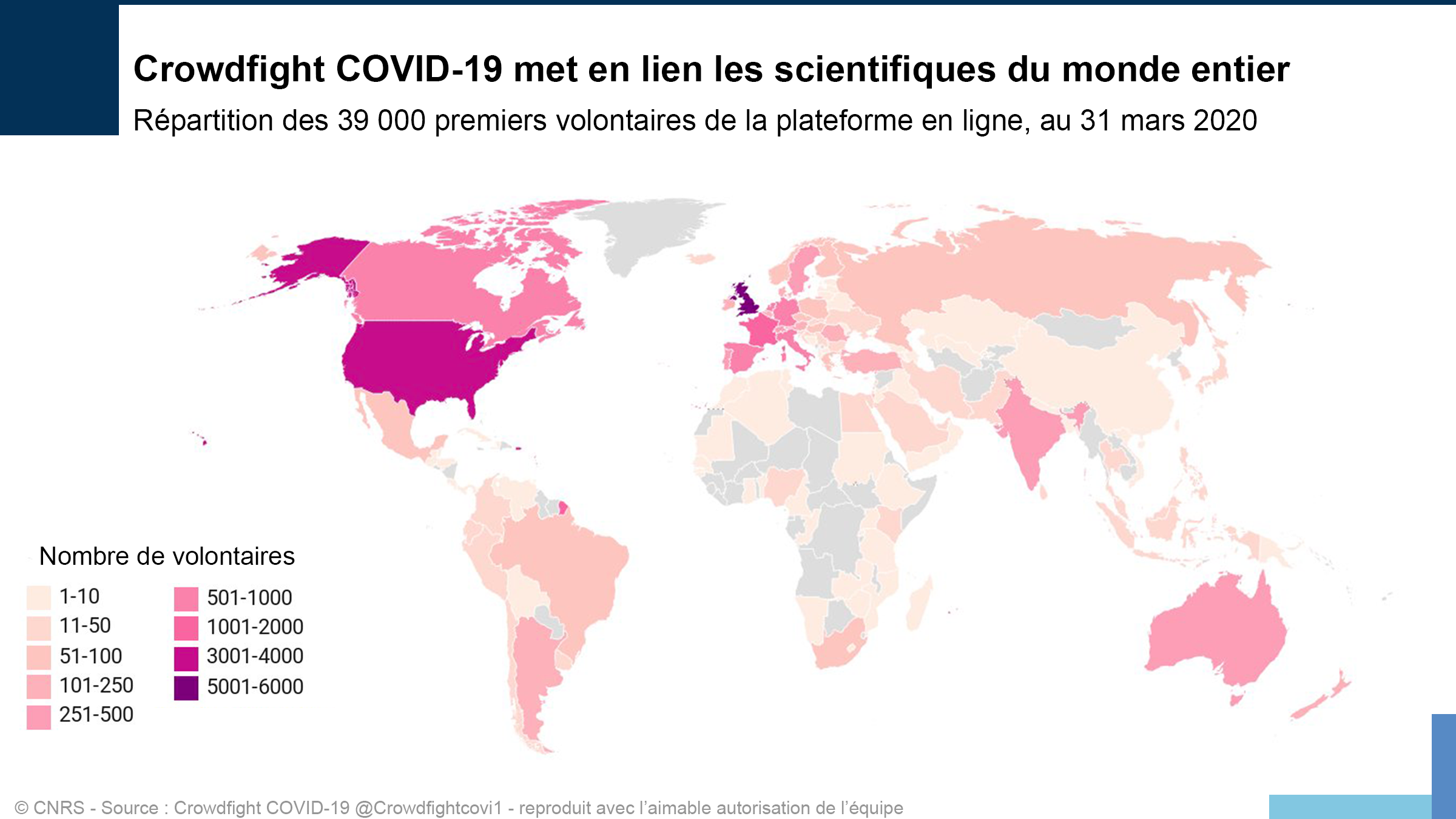 Carte des volontaires de Crowdfight COVID-19